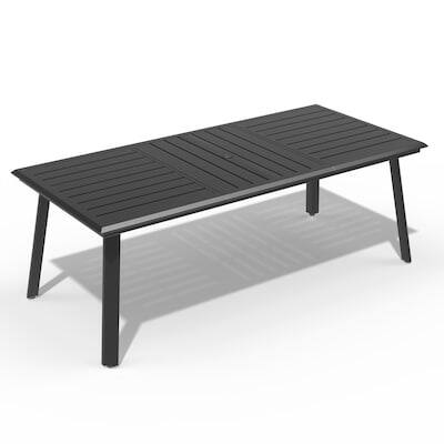 Angle. Crestlive Products - Crestlive Products Rectangle Outdoor Dining Table 38inWx82.7inL Umbrella Hole - Black.