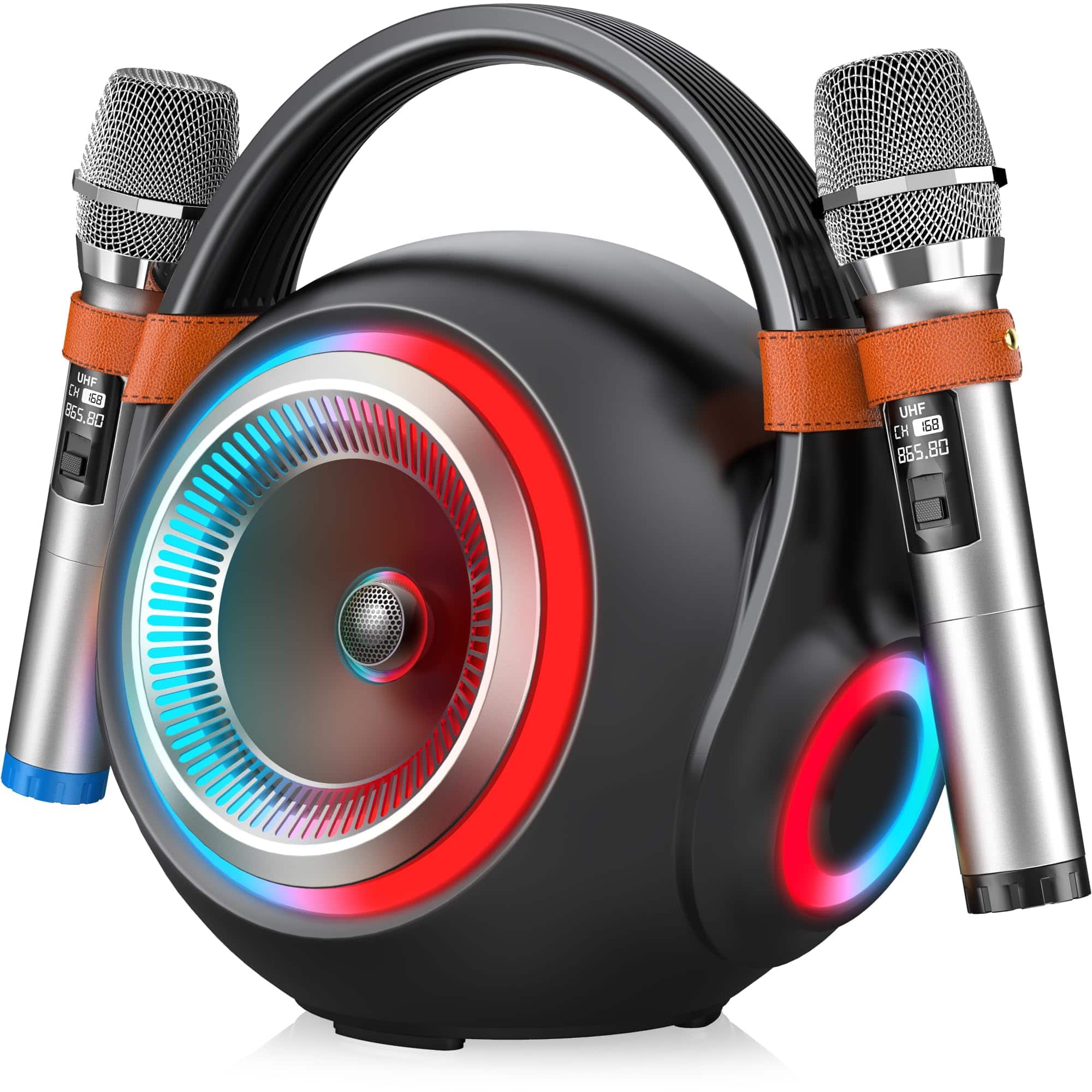 Cedar Assembly - Karaoke Machine With 2 Uhf Wireless Microphones Versatile Portable Pa System Loud Sound Crystal-clear Tre - Default