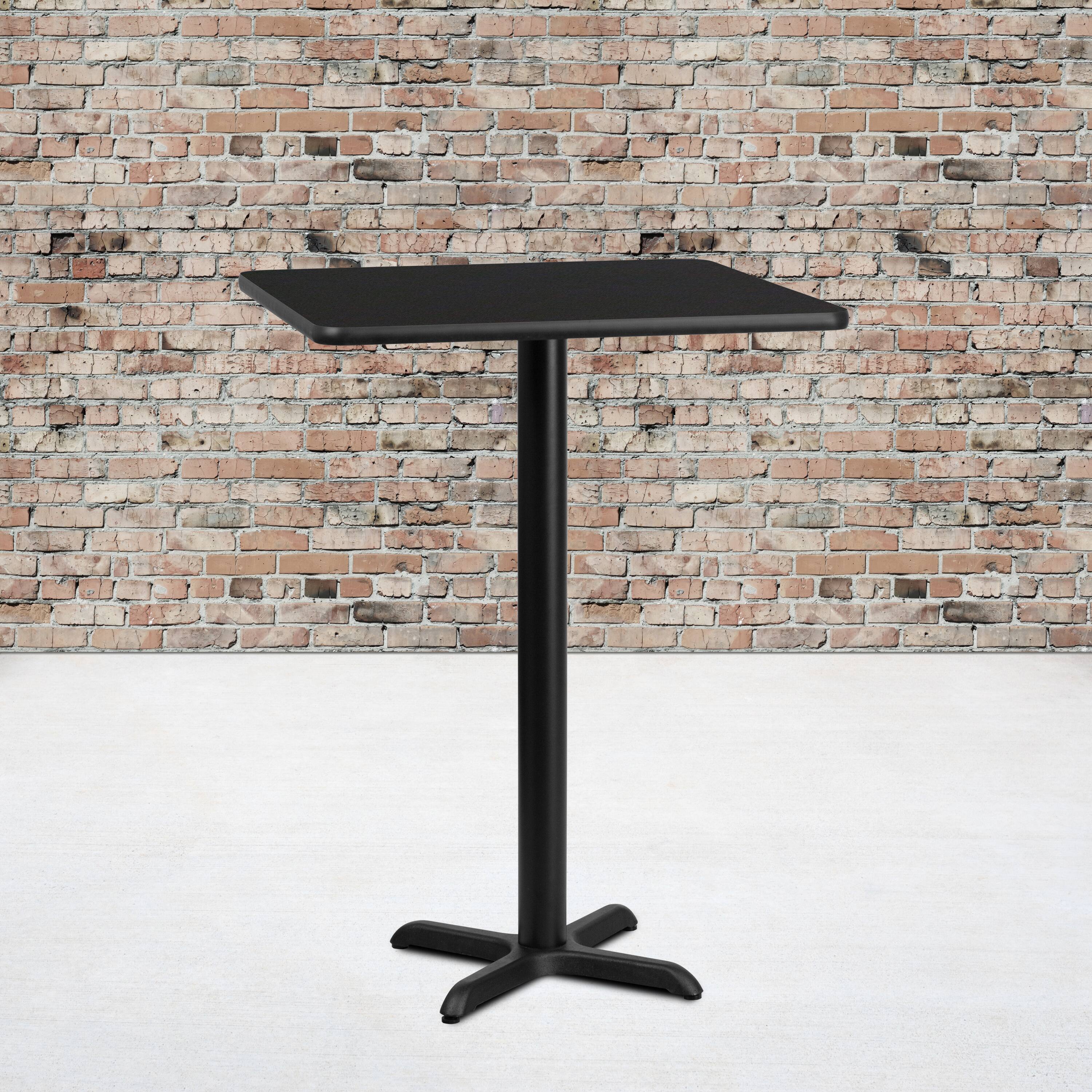 Alt View 1. Emma + Oliver - 30" Square Laminate Table Top with 22"x22" Bar Height Table Base - Black.