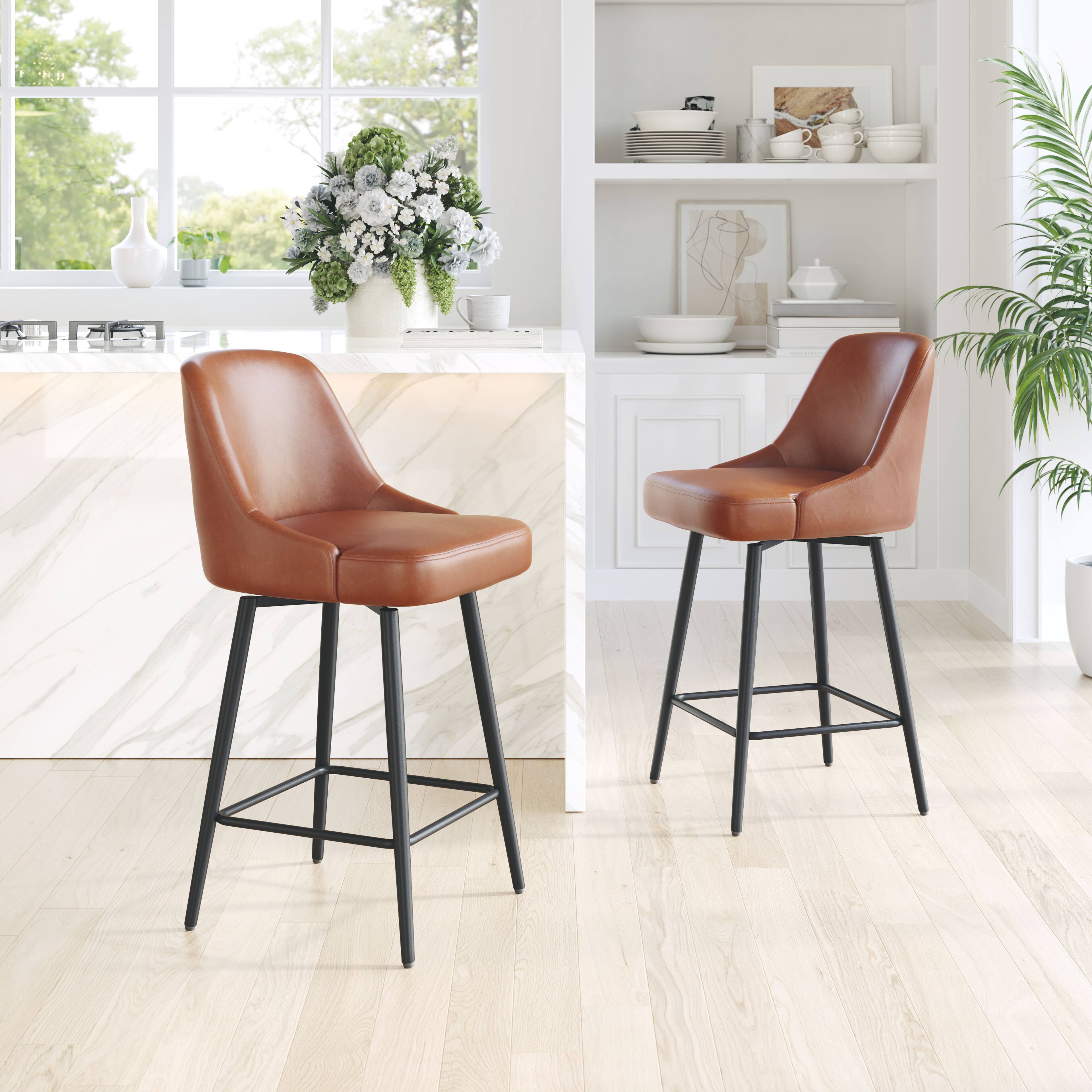 Angle. Hivvago - Keppel Swivel Counter Stool Brown - Brown.