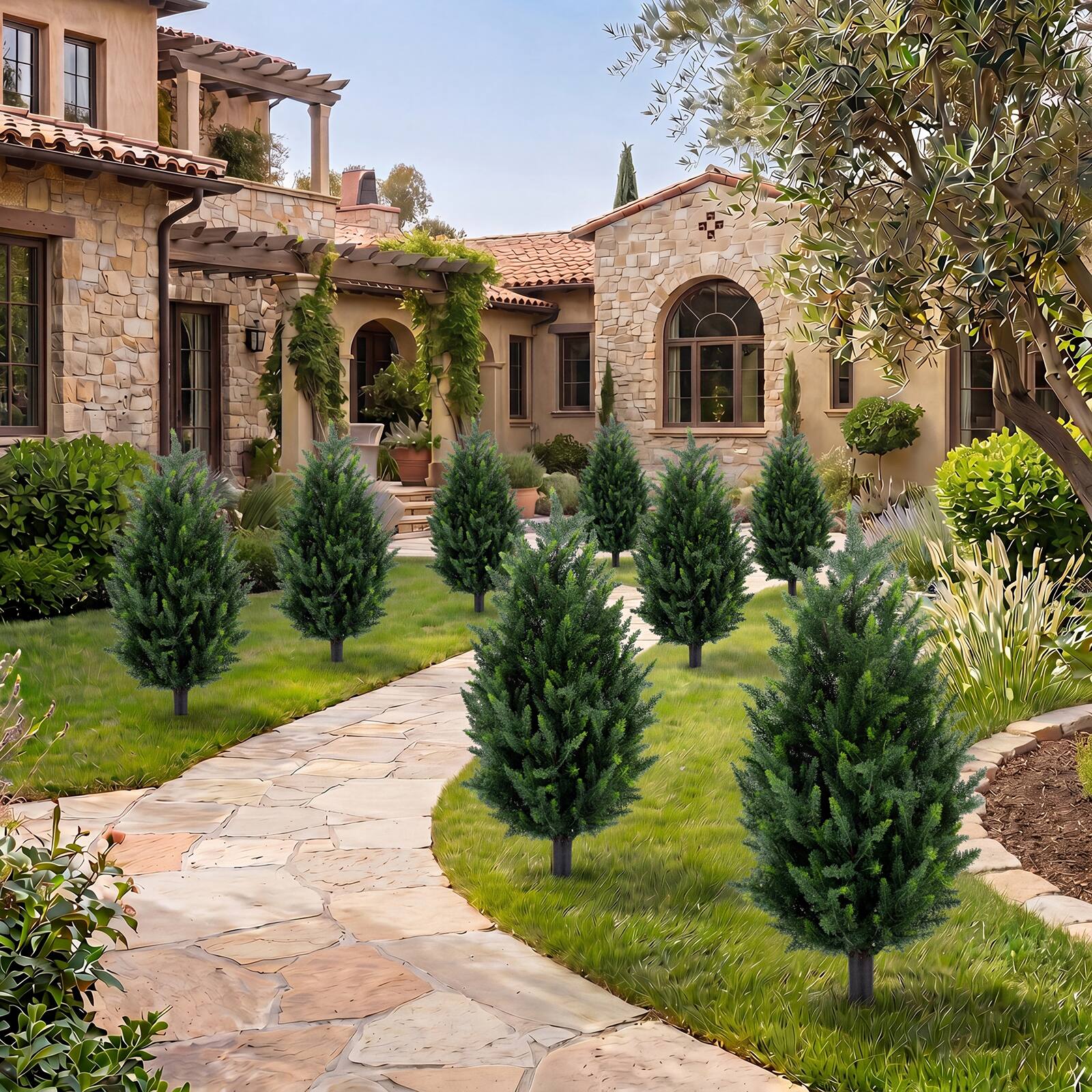 Alt View 3. Costway - Costway 2 Pack 3 ft Artificial Cypress Topiary Trees, Sun-Resistant Faux Cone Bushes - Green & Black.