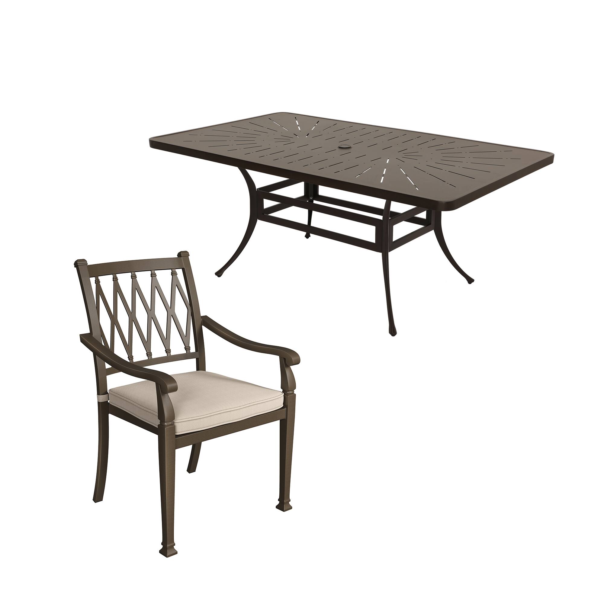 Alt View 7. Mondawe - 8 - Person Rectangular Outdoor Dining Set with Cushions - Black+Beige.