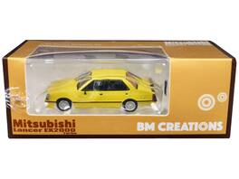 Mitsubishi Lancer EX2000 Turbo with Stripes with Extra Wheels 1/64 Diecast Model Car by BM Creations - Yellow