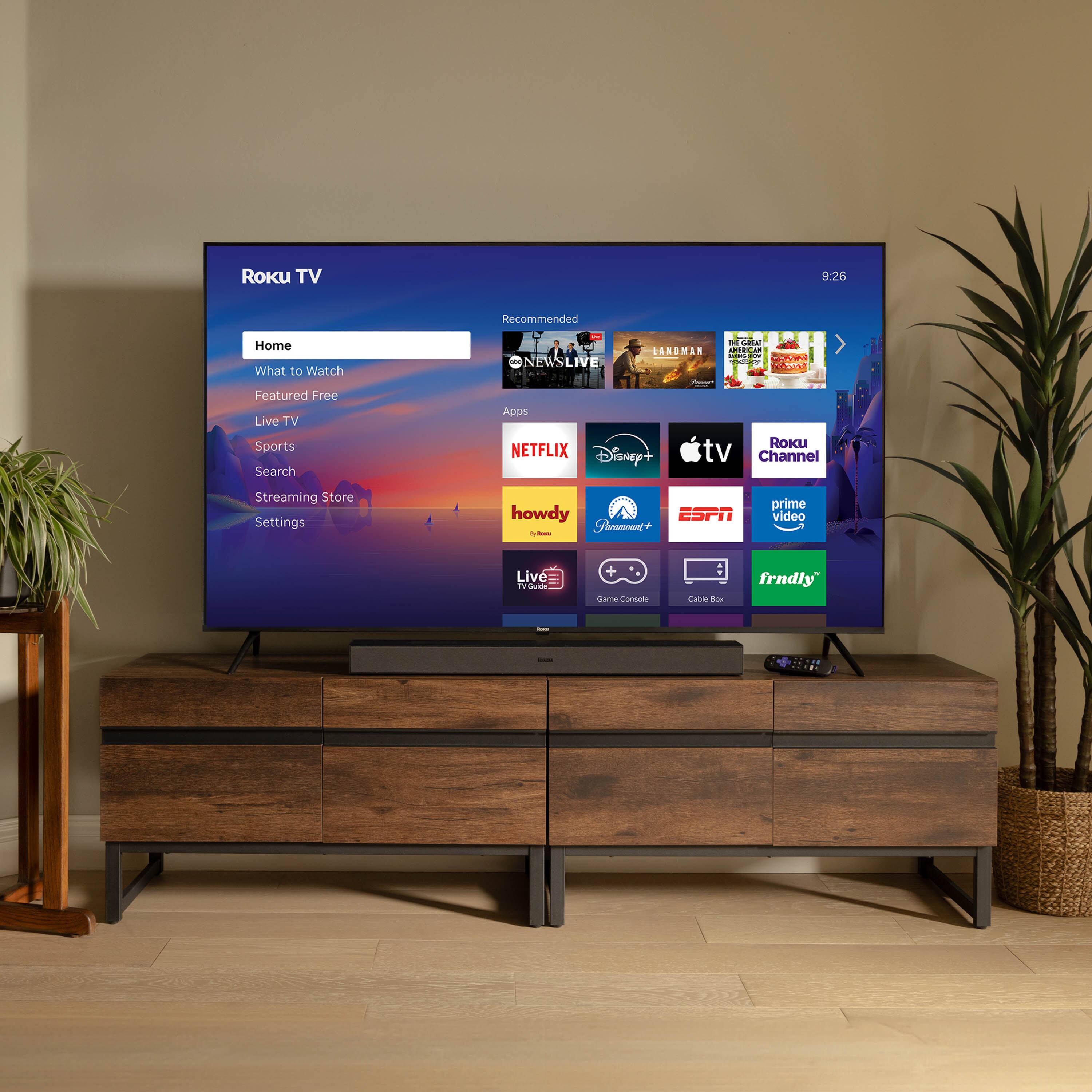 Roku TV  
9:26  
Recommended  
Home  
What to Watch  
Featured Free  
Live TV  
Sports  
Search  
Streaming Store  
Settings  

NEWS LIVE  
CETAL  
CANDMAN  
CCO  

NETFLIX  
Disney+  
Apple TV  
Roku Channel  
ESPN  
Prime Video  
howdy  
Live TV  
Game Console  
Cable Box  
frndly