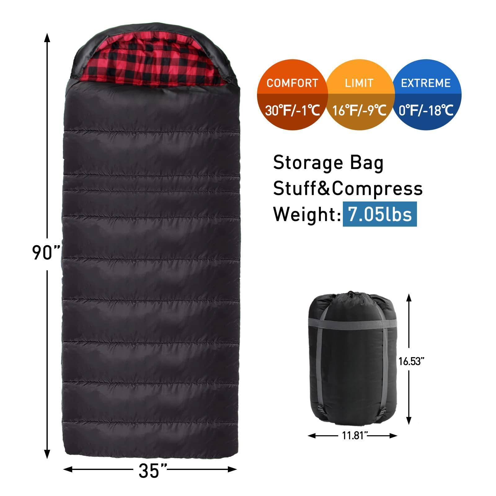 COMFORT LIMIT EXTREME  
30°F/-1°C 16°F/-9°C 0°F/-18°C  

Storage Bag  
Stuff & Compress  
Weight: 7.05lbs  

90" 16.53" 11.81" 35"