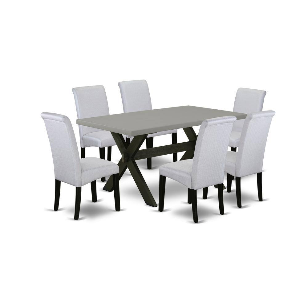 Left. East West Furniture - East West Furniture X696BA105-7 7-Pc Kitchen Dining Room Set - 6 Upholstered Dining Chairs and 1 Modern Cement Dining - Multi-Color.