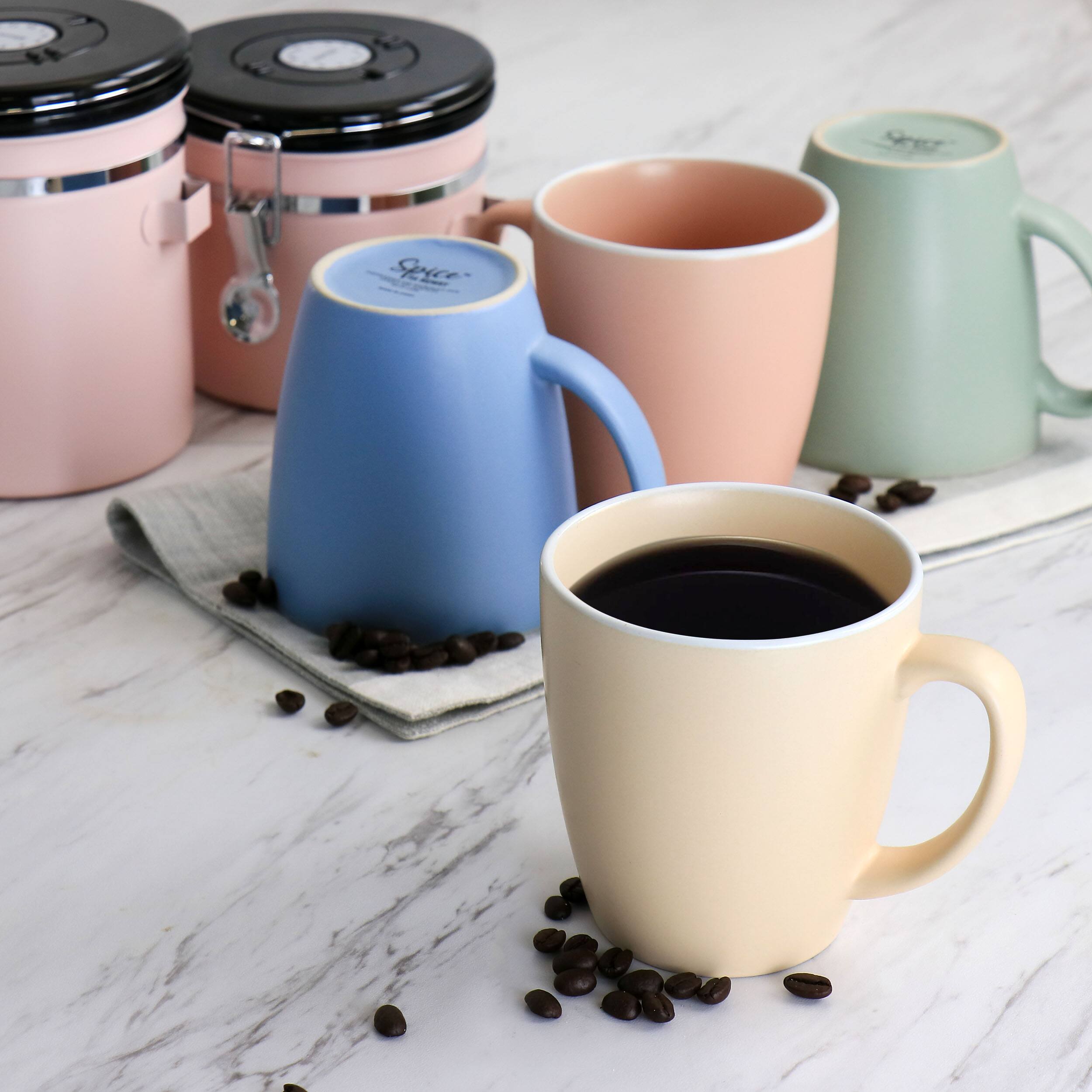 Alt View 5. Gibson - Spice by Tia Mowry 4 Piece 17.5oz Stoneware Mug Set in Matte Assorted Colors - Assorted.