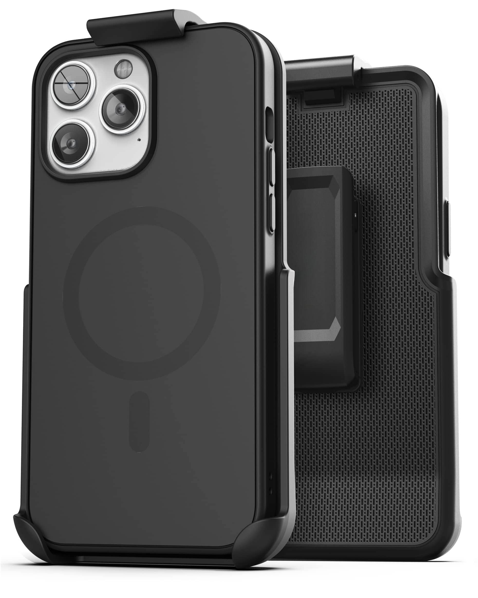 VEGA AUTOMOTIVE - Slimshield Designed For Belt Clip Case With Holster compatible Magsafe v2 Revised Buttons - Black