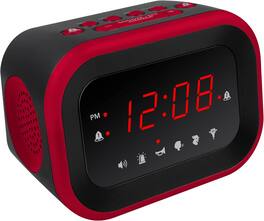 FINEAK - Super Loud Alarm Clock for Heavy Sleepers, 6 Extremely Loud Wake Up Sounds - Red