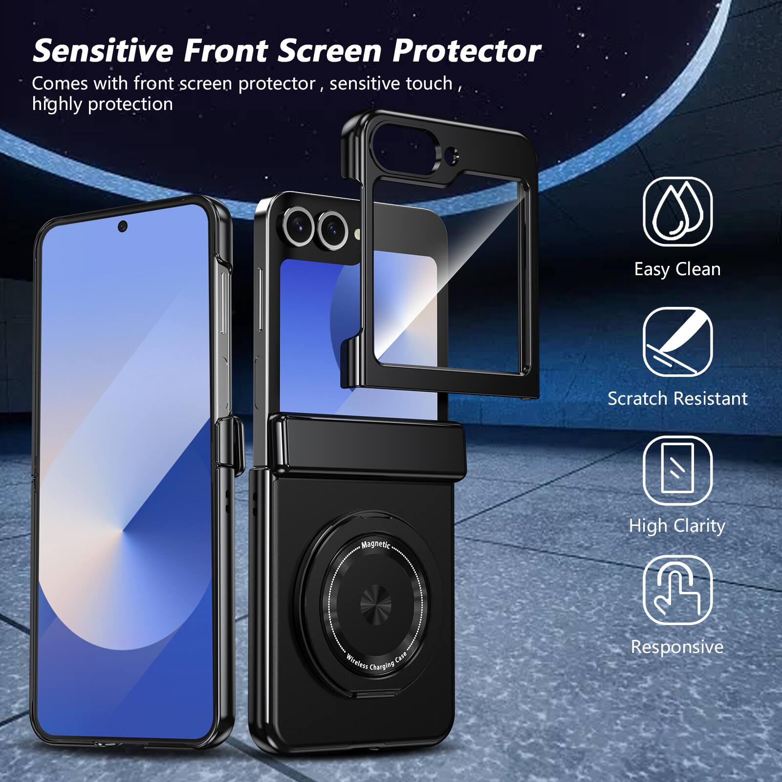 Sensitive Front Screen Protector  
Comes with front screen protector, sensitive touch, highly protection  

Easy Clean  
Scratch Resistant  
High Clarity  
Responsive