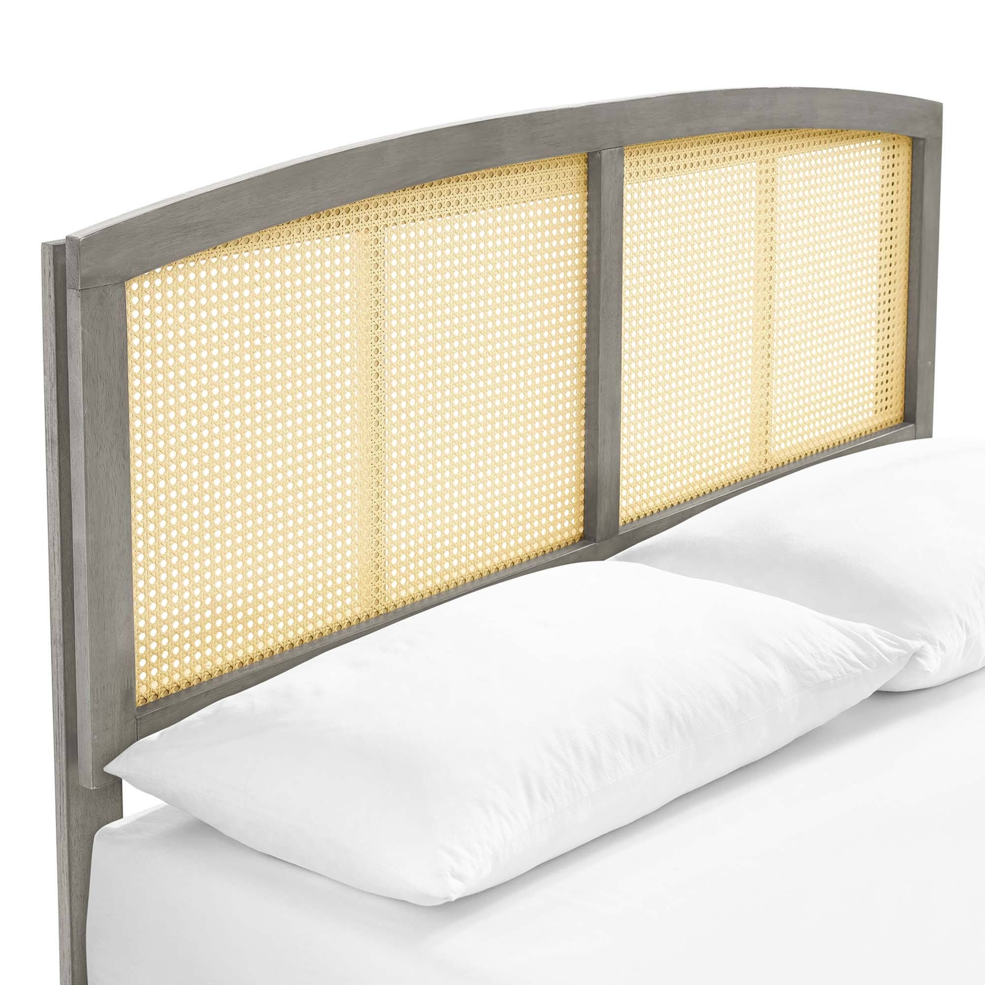 Alt View 5. Modway - Sierra Cane and Wood Platform Bed With Angular Legs - Gray.