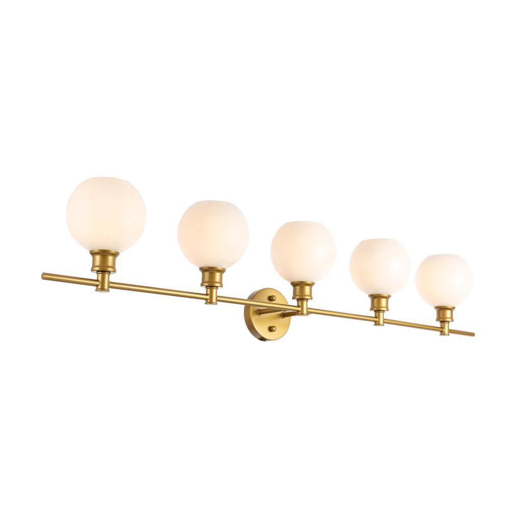 Alt View 4. Living District - Collier 5 light Brass and Frosted white glass Wall sconce - Brass And Frosted White Glass.
