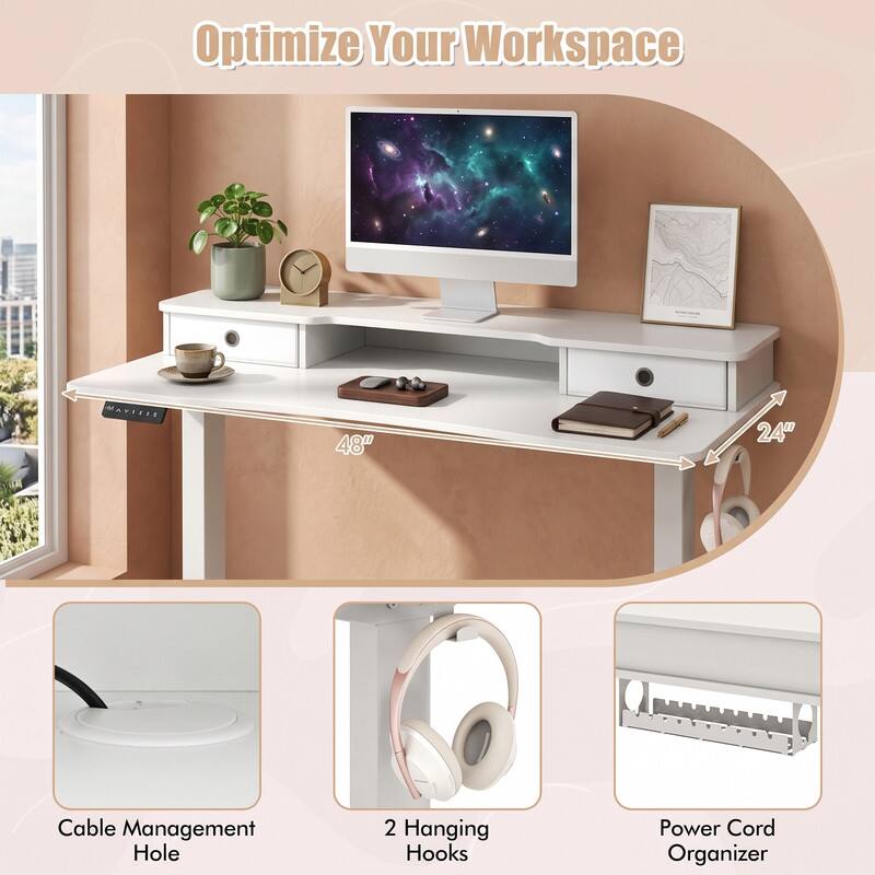 Optimize Your Workspace

MAYILI 48" 24" Cable Management Hole 2 Hanging Hooks Power Cord Organizer