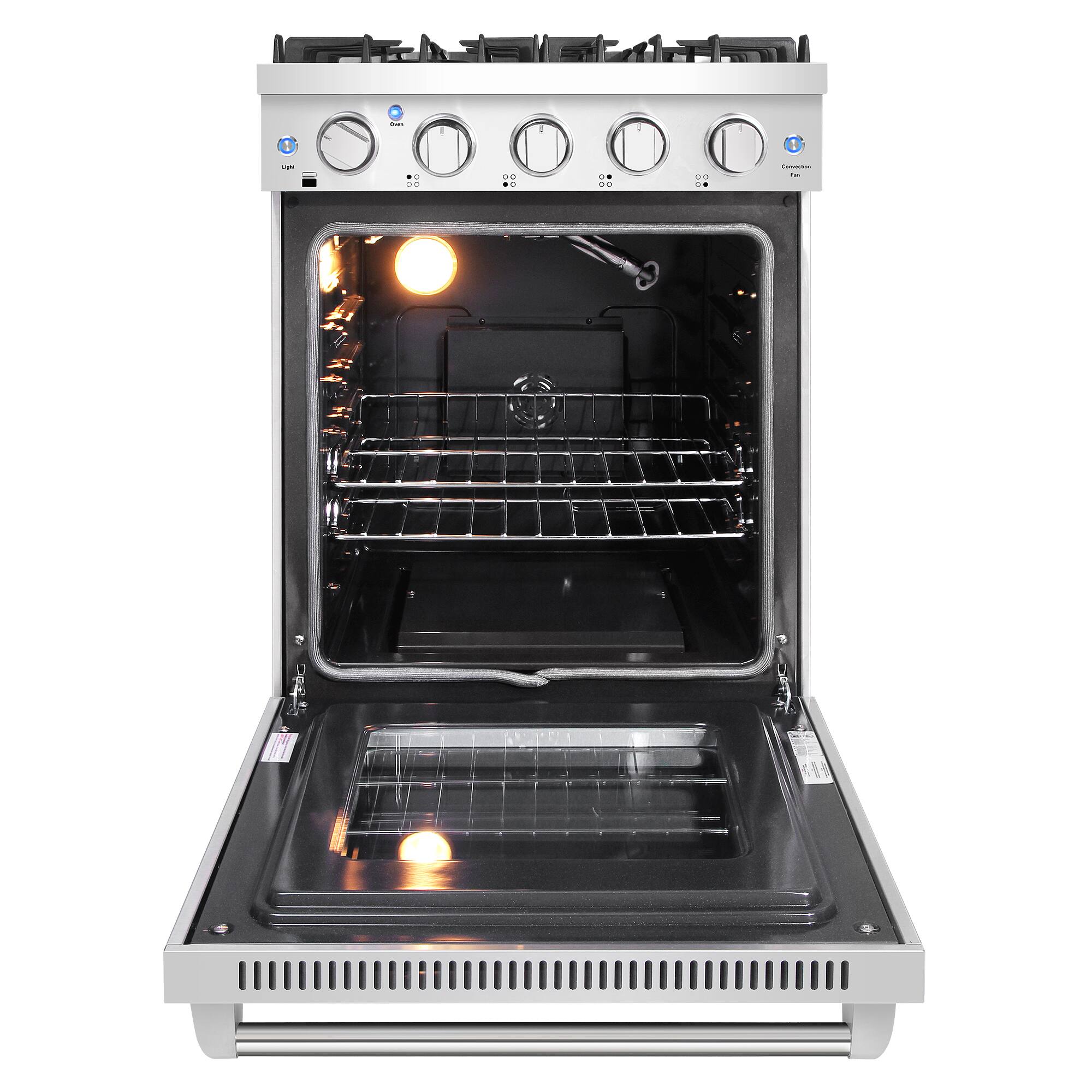 Alt View 7. COSMO - COS-EPGR244 24 in. Haven Collection 3.73 cu. ft. Gas Range with 4 Sealed Burners, Cast Iron Grates, Convection Oven - Stainless Steel.