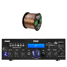 Pyle - PDA6BU 200 Watt Bluetooth Stereo Amplifier Receiver with Speaker Wire