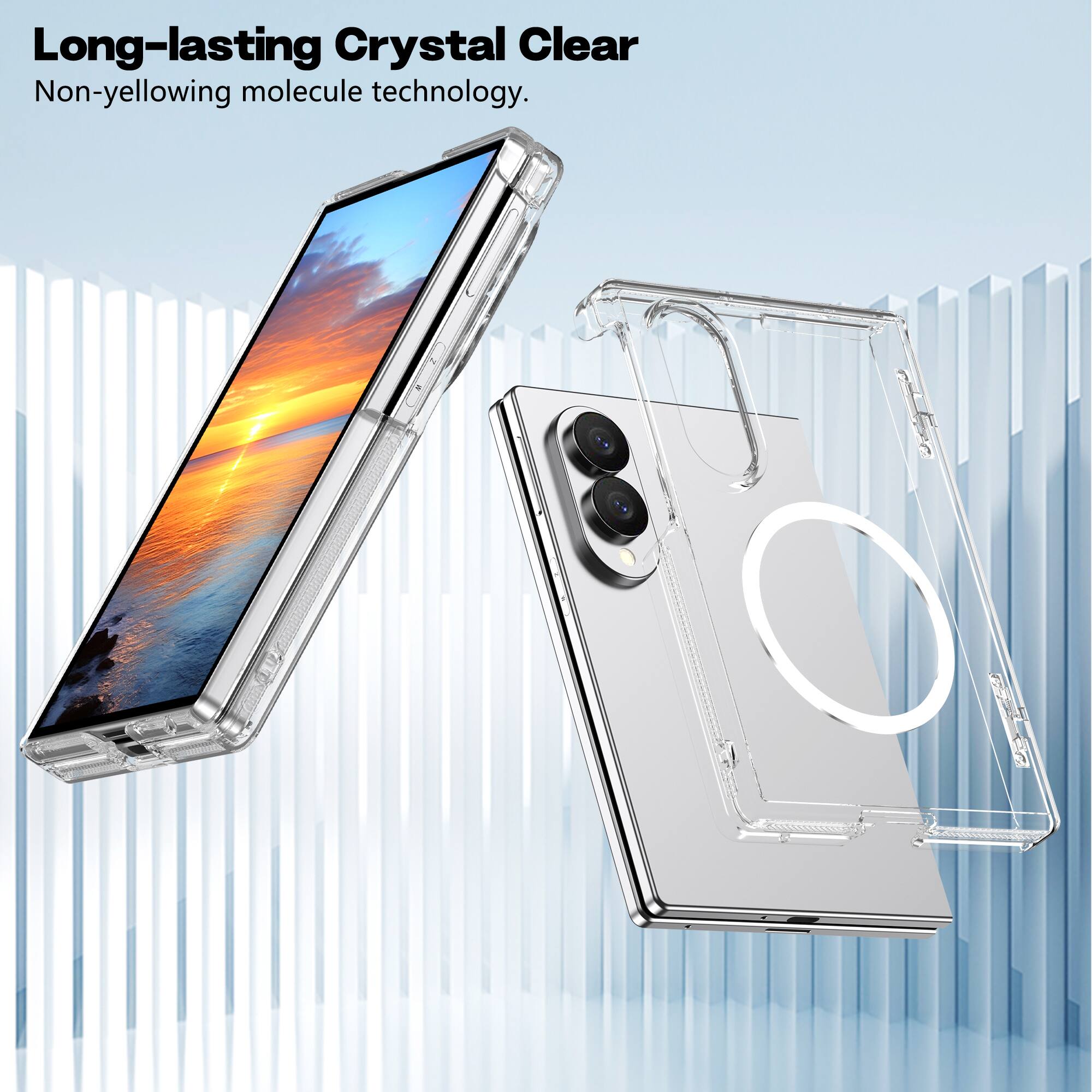 Long-lasting Crystal Clear  
Non-yellowing molecule technology.