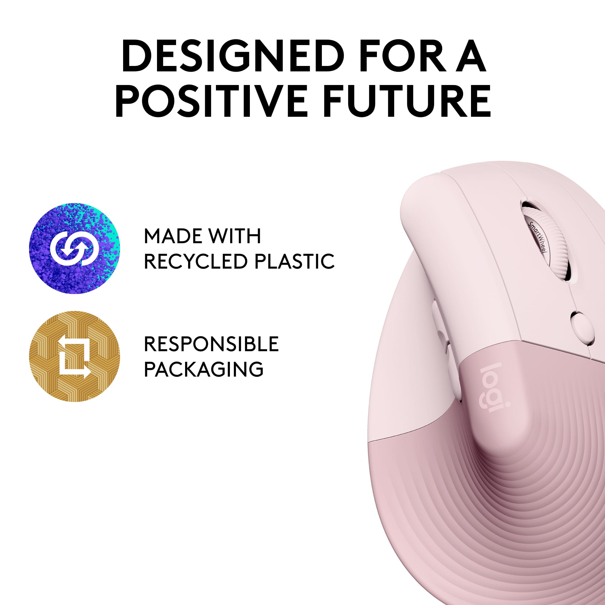 Designed for a Positive Future: Made with Recycled Plastic and Responsible Packaging.