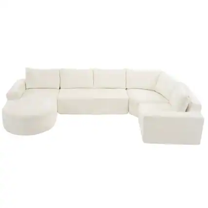 Front. Boyel Living - 139 inch Oversized Modular Sofa Cloud Sectional Sofa Set Upholstered Couches U-shaped Sofa with Deep Seat in Beige - Beige.