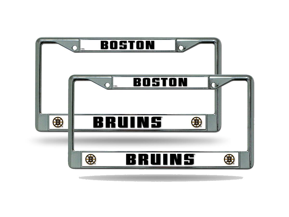Rico Industries - Boston Bruins NHL Chrome Metal License Plate Frame - Set of 2 Frames - Multi