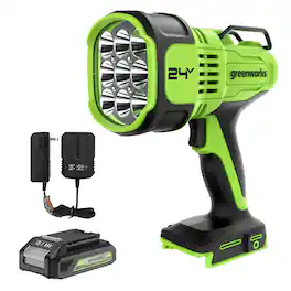 Greenworks - 24V LED Spot Light Kit, with 2Ah Battery and Charger - Green