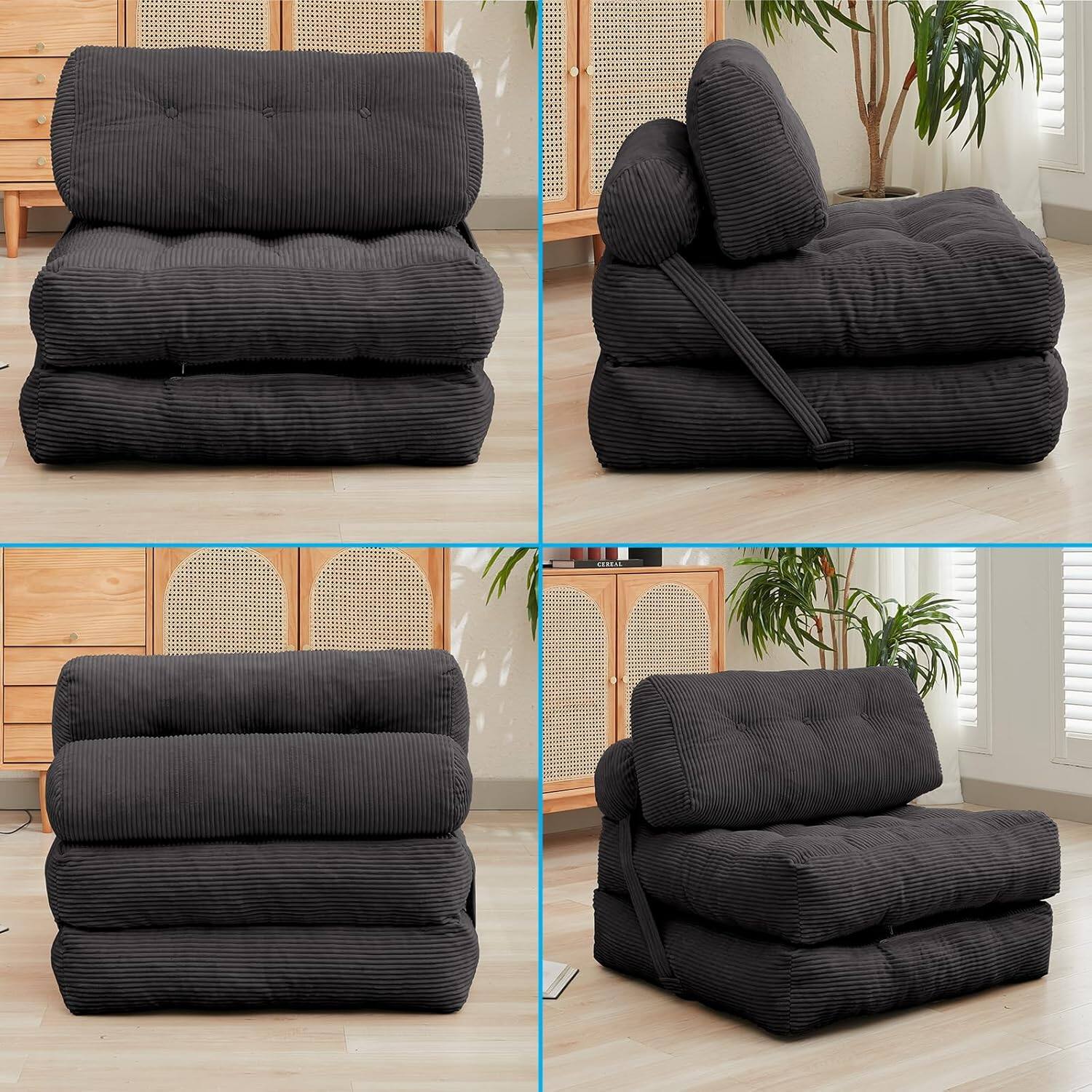 Alt View 5. Circus Cirle - 32"W Folding Sofa Bed - Dark gray.