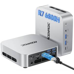 ACEMAGIC - M1 - Mini Gaming PC AMD Ryzen 7 6800H 11 Pro (Up to 4.7GHz) - 32GB(1x32GB) RAM 1TB SSD Radeon 680M Triple 4K Display - Silver