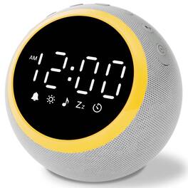 PRIMEPLUS - AM/FM Alarm Clock, White Noise Sound Machine with Night Light, 10-Level Dimmable for Adults Baby Kids - Gray