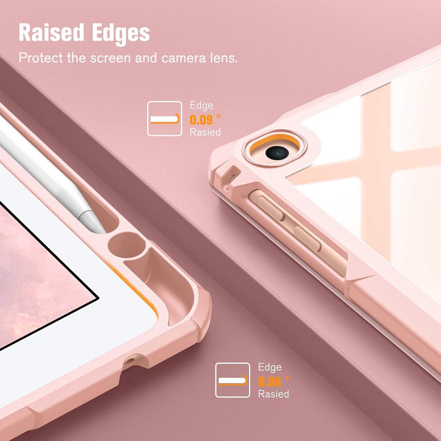 Raised Edges Protect the screen and camera lens.
Edge 0.09" Raised
Edge 0.06" Raised
