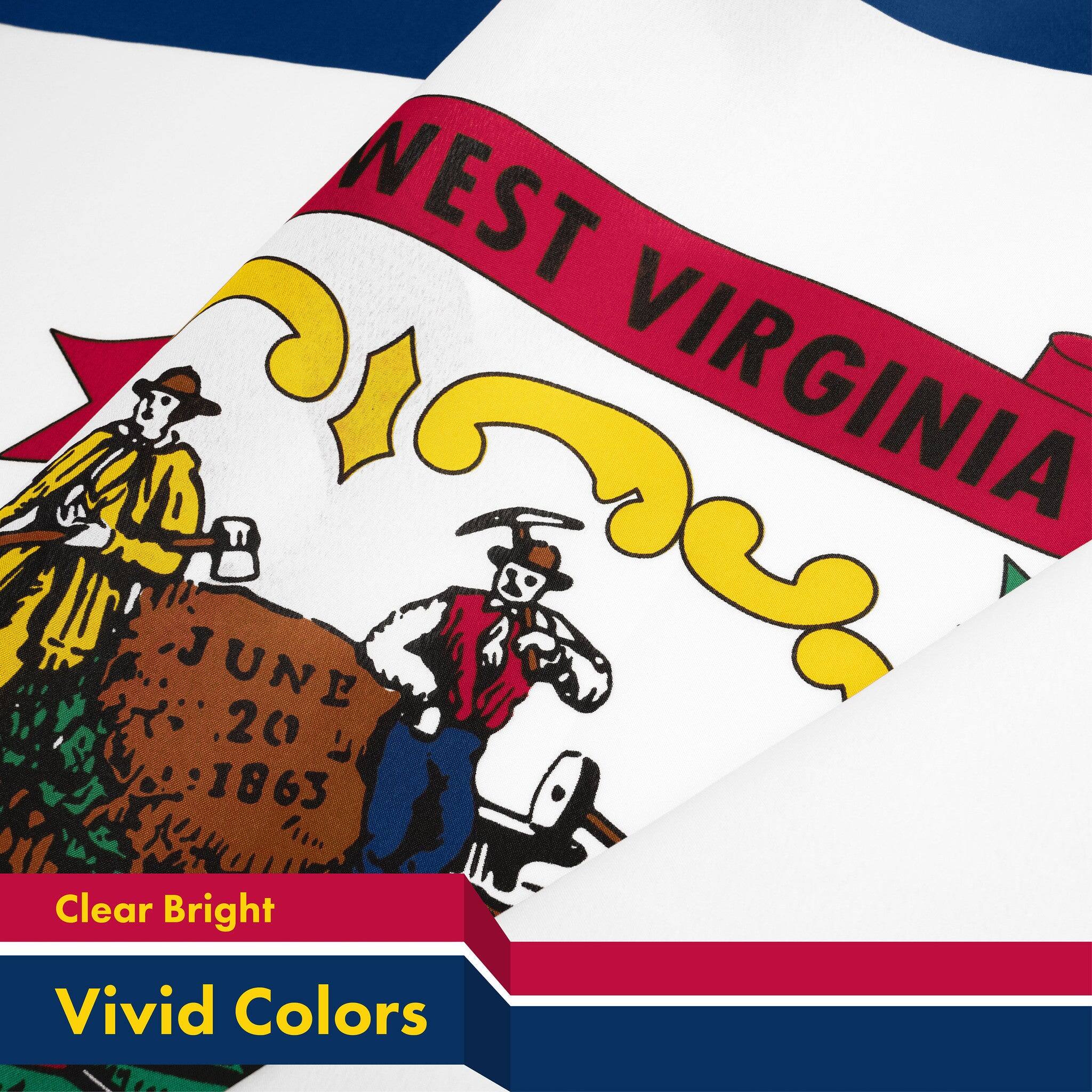 WEST VIRGINIA  
JUNE 20 1863  

Clear Bright  
Vivid Colors