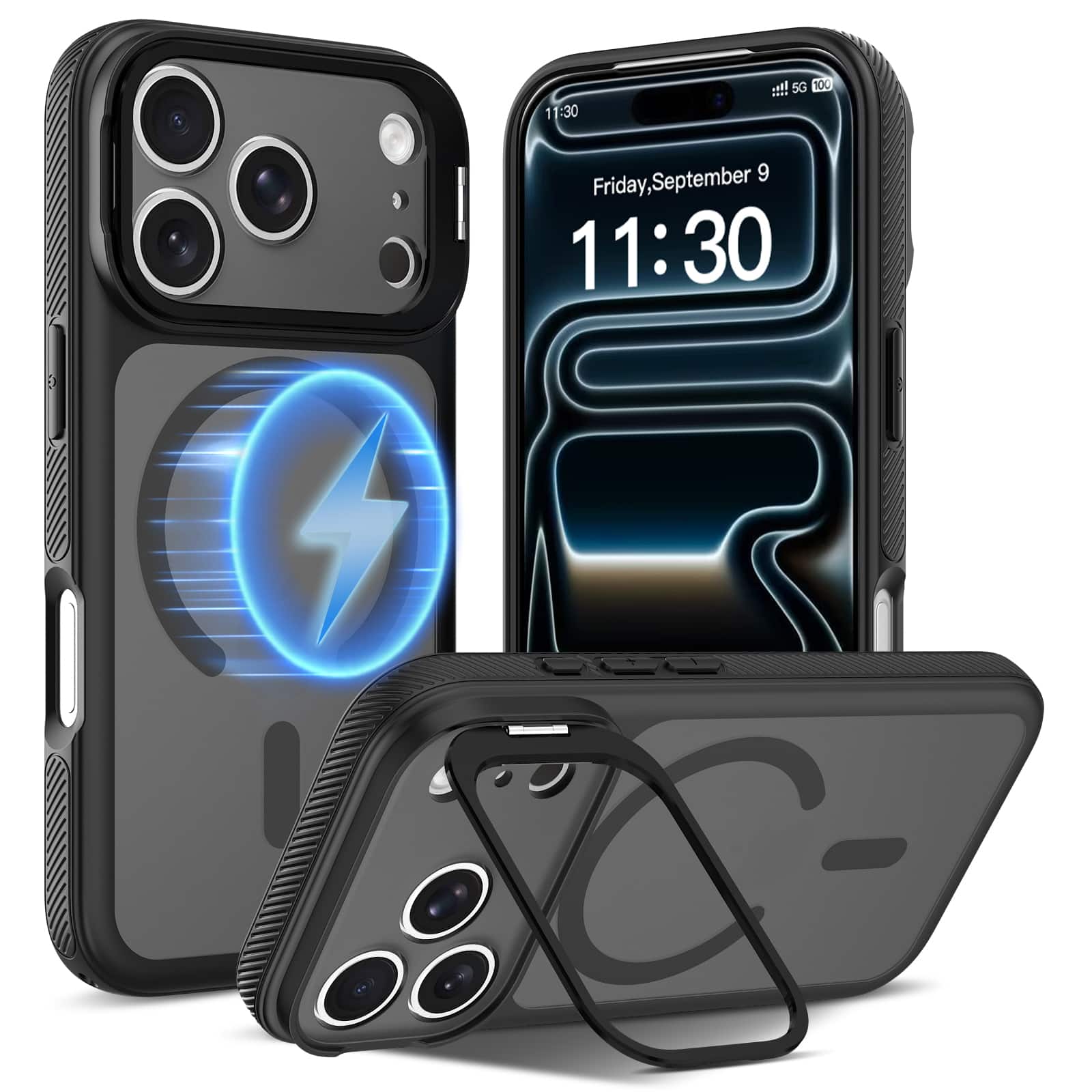 Dteck - Magnetic Case for Apple iPhone 17 Pro Max, Compatible with MagSafe, Matte Translucent Back Cover with Kickstand - Black price history on PriceWatchPro