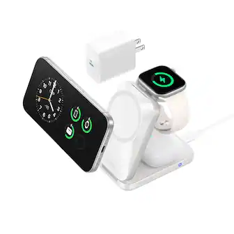 Anker - Prime 3-in-1 Charging Station, AirCool Wireless Charger, Qi2 25W Certified Palm-Sized Foldable MagSafe Charger - Radiant White