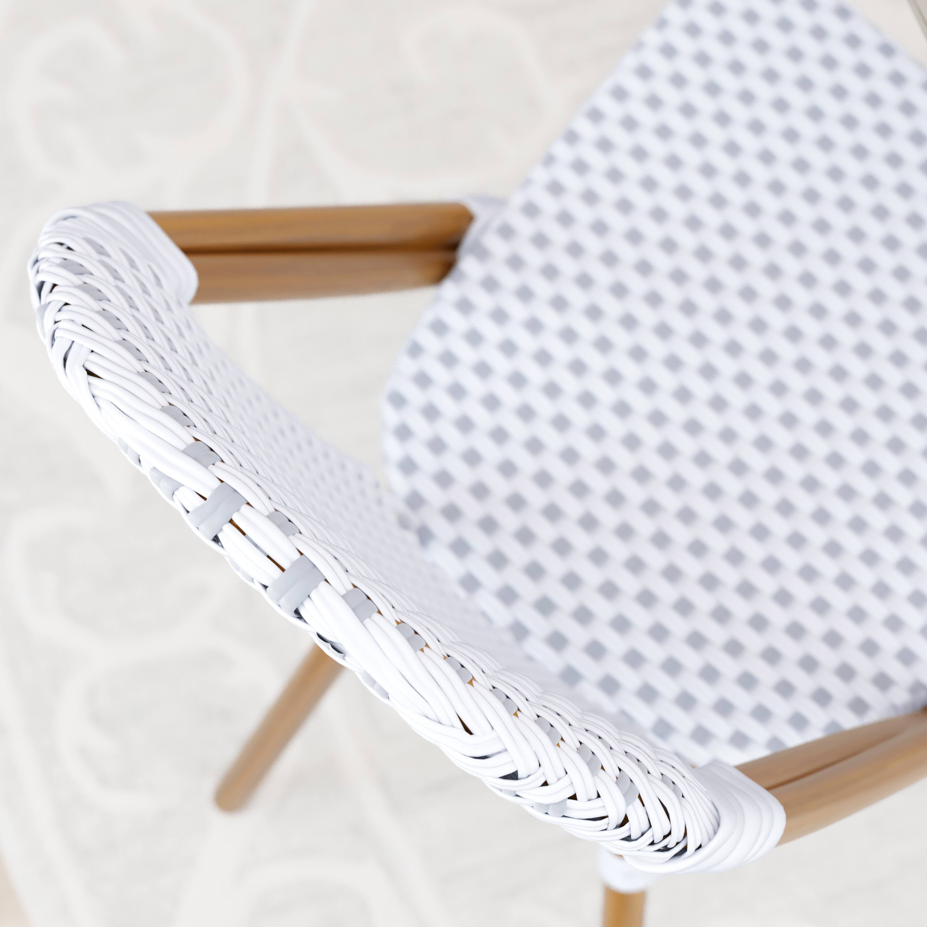 Alt View 5. Emma + Oliver - Colmar Indoor/Outdoor Stacking Bistro Chairs with Aluminum Frame - White & Gray/Natural Frame.
