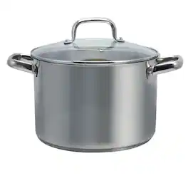 Oster - Adenmore 8 Quart Stainless Steel Stock Pot with Tempered Glass Lid - Silver
