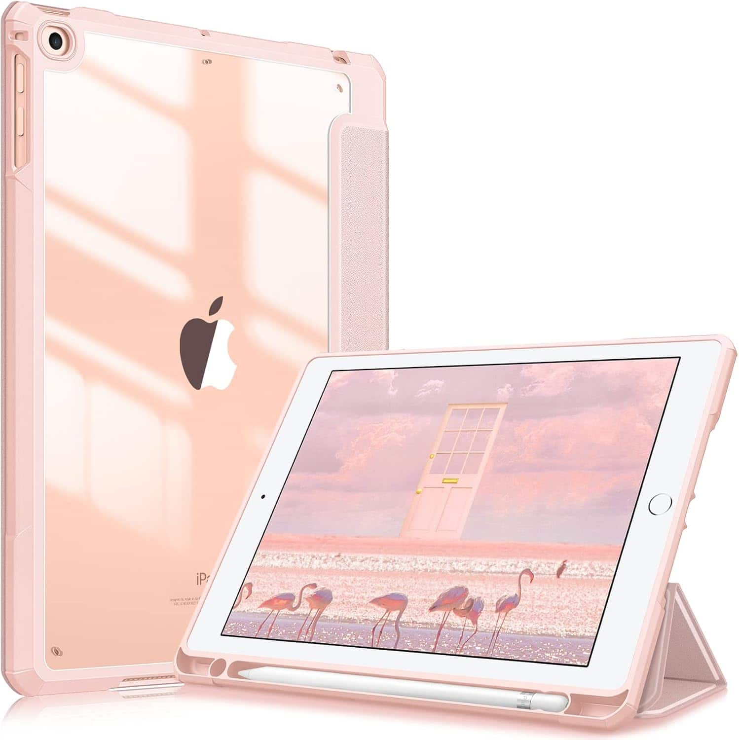 Fintie - Clear Case for iPad 6th /5th Generation 9.7-inch, iPad Air 2 / Air 1 Hybrid Slim Shockproof Cover Transparent Back Shell - Rose Gold
