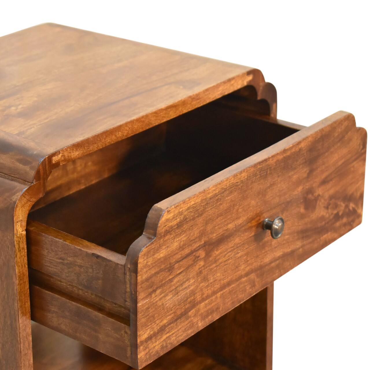 Alt View 1. Artisan Furniture - Artisan Furniture Solid Wood Newton Nightstand, 1 Drawer, 1 Open Shelf, Brown - Chestnut.