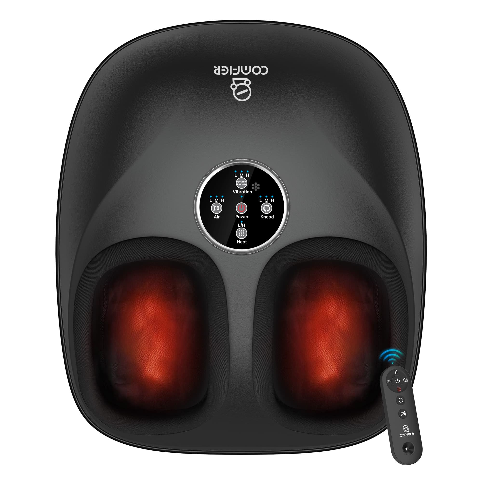 Comfier - Shiatsu Foot Massager with Remote, Fits up to Men Size 12 - Black