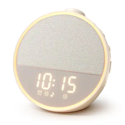 Front. Dazzed Corner - Sound Machine Alarm Clock with Night Light, 30 Sounds - Cream.