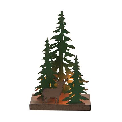 Front. Zeckos - Rustic Metal Deer Forest Stroll Accent Lamp Decorative Woodland Cabin Home Decor - Multicolored.