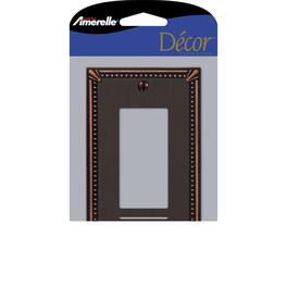 AMERELLE - Imperial Bead Aged 1 gang Die-Cast Metal Decorator Wall Plate 1 pk - Bronze