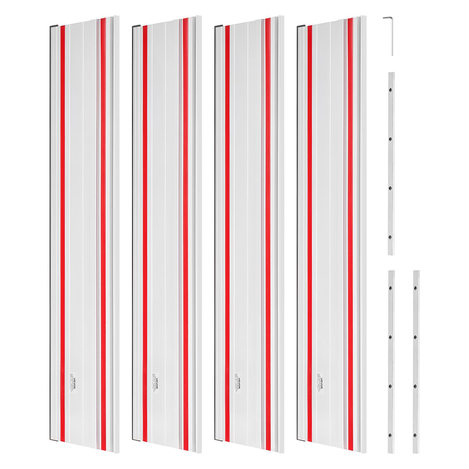 VEVOR - Track Saw Guide Rail, 110-Inch Cutting Range, Kit Includes 4 x 27.5 in Aluminum Extruded Guide Rails and 3 Connectors - Silver