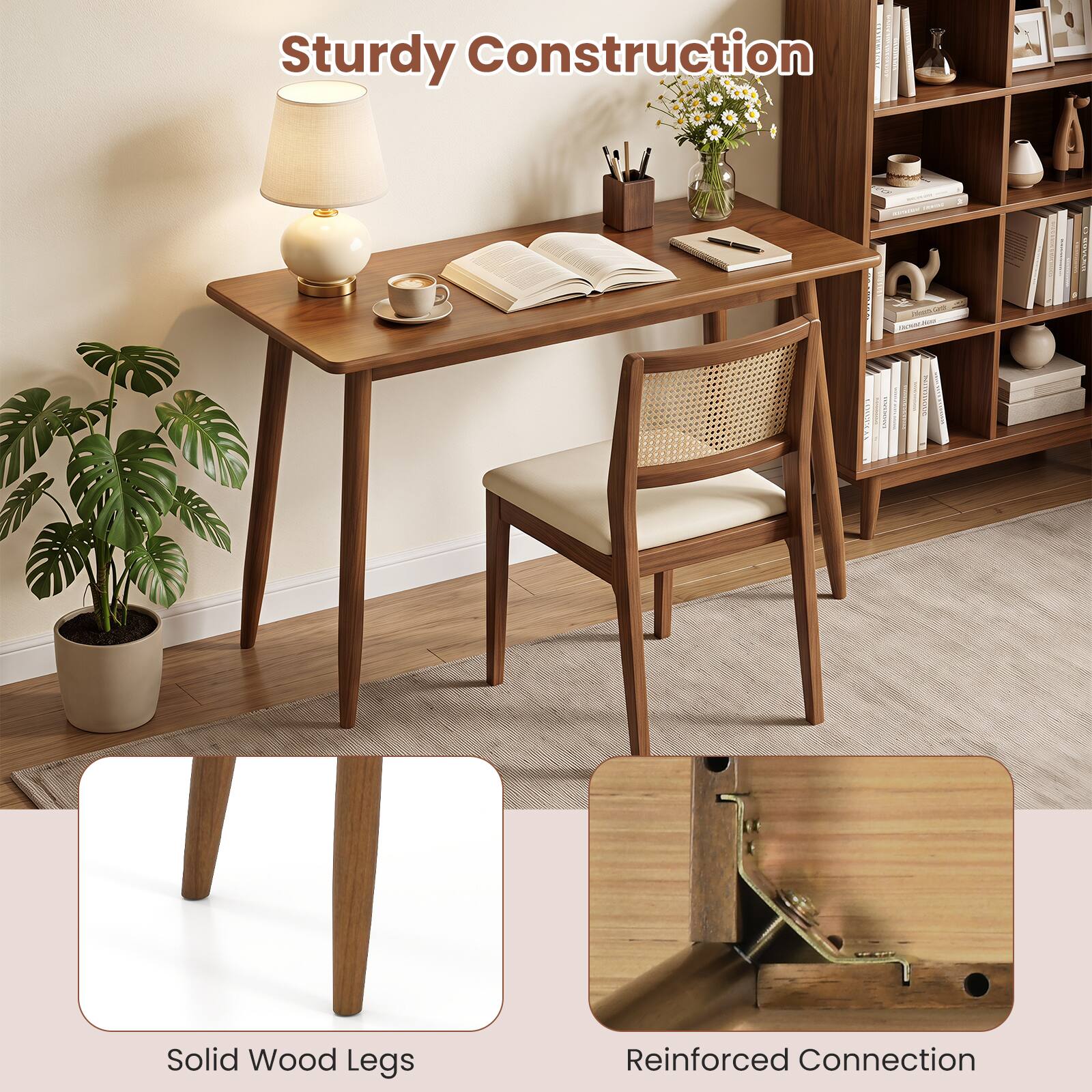 Sturdy Construction  
Solid Wood Legs  
Reinforced Connection