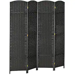 Homcom - Room Divider, 4 Panel Folding Privacy Screen, 5.6' Tall Freestanding Partition for Home Office, Bedroom - Black