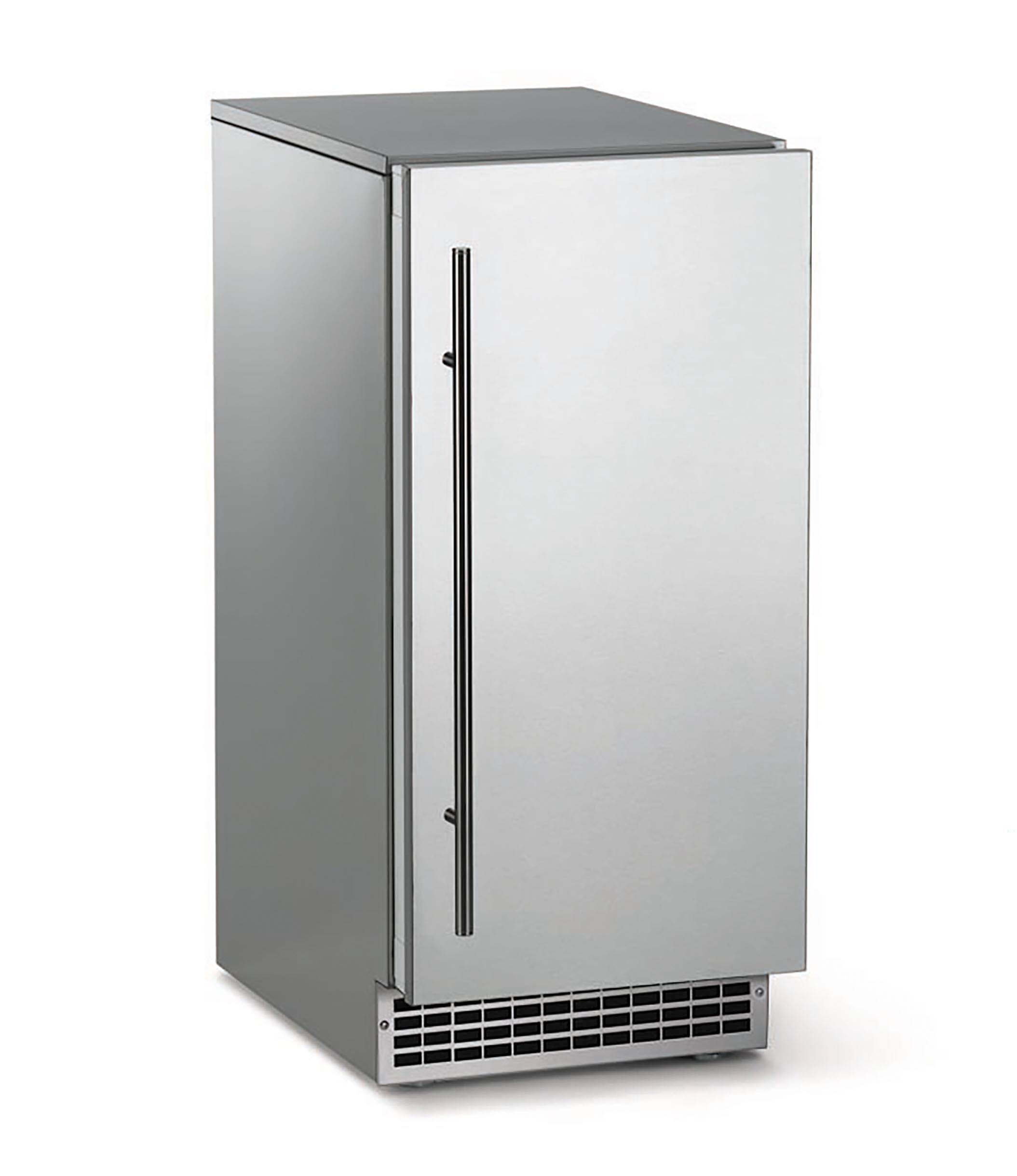 Left. Scotsman - 65 lb Built-in Panel Ready Indoor and Outdoor Rated Gourmet Top Hat Clear Ice Machine with Pump - Panel Ready.