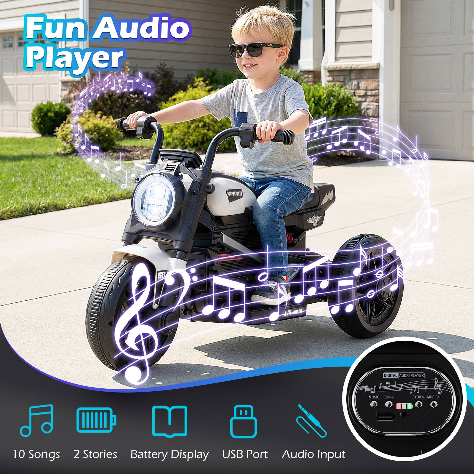 Gymax 6V Kids Motorcycle w/Song Story LED Headlights Accelerator