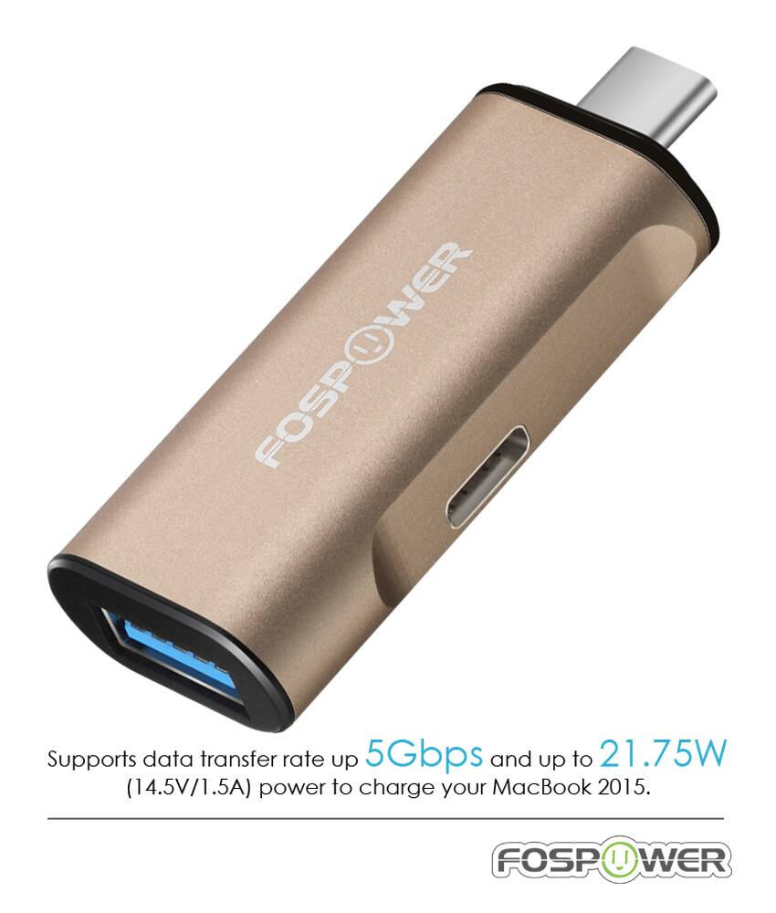 FOSPOWER

Supports data transfer rate up to 5Gbps and up to 21.75W (14.5V/1.5A) power to charge your MacBook 2015.

FOSPOWER