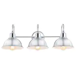 Jonathan Y - Frisco 26.5" 3-Light Farmhouse Industrial Iron Shade Vanity - Chrome