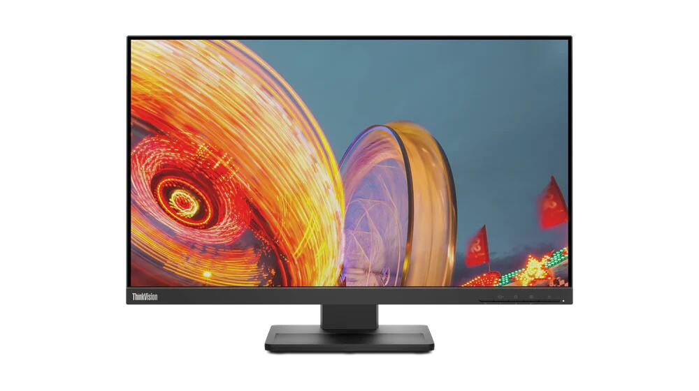 Front. Lenovo - Lenovo ThinkVision E24q-20 23.8" Monitor 2560 x 1440 IPS 75Hz 4ms - Black.