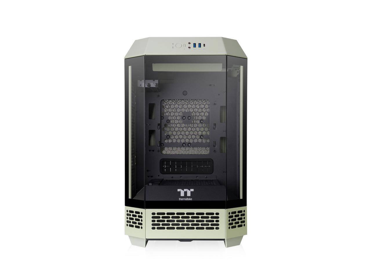 Alt View 1. Thermaltake - Thermaltake Tower 250 Matcha Green Mini-ITX Tower, 2x120mm Fans, 360mm Radiator Support, Dual Chamber - Matcha Green.