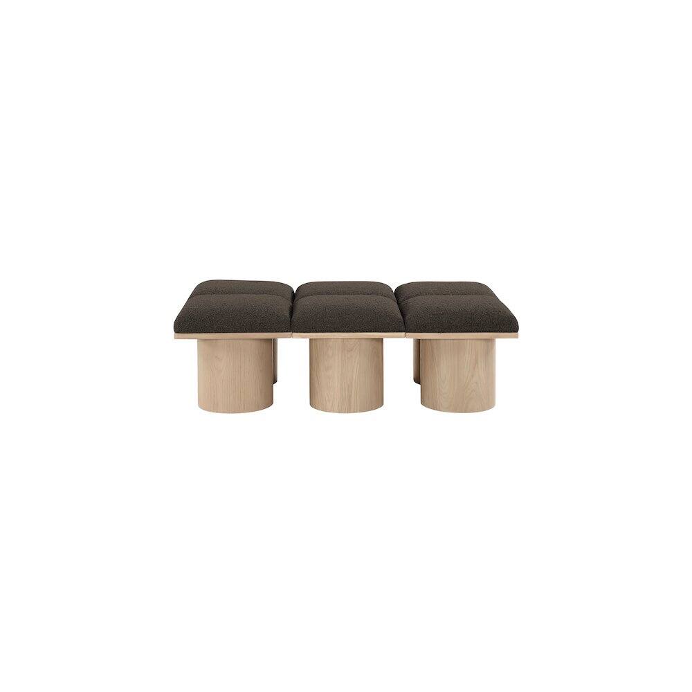 Alt View 1. Meridian Furniture - Pavilion Brown Boucle Fabric Bench - Brown.
