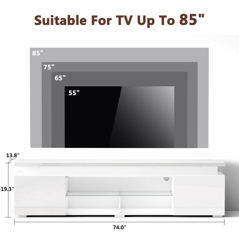 Suitable For TV Up To 85" 85" 75" 65" 55" 13.8" 19.3" 74.0"